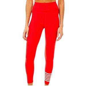 Addison Bay Sculpt Compression High-Rise Everyday Legging XS Red White Stripe